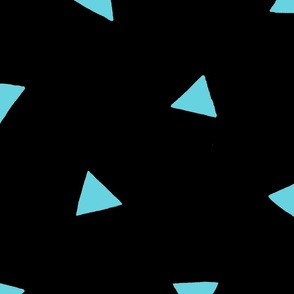 Black and Turquoise Triangle Print V1, V2, Triangle Geometric Print - Large