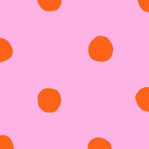 Pink Polka Dot V1, V2 Print, Pink and Orange Spot Print - Large