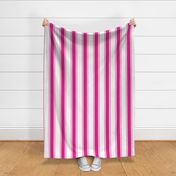 Jumbo Wallpaper Scale Barbiecore French Ticking Vertical Stripes in Shocking and Hot Pink