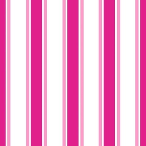 Large Scale Barbiecore French Ticking Vertical Stripes in Shocking and Hot Pink
