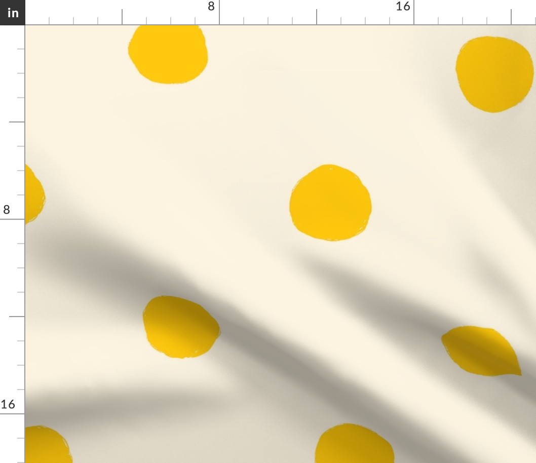 Yellow Polka Dot V1, V2 Print, Cream and Yellow Spot Print - Large