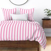 Large Scale Barbiecore French Ticking Vertical Stripes in Hot and Light Pink