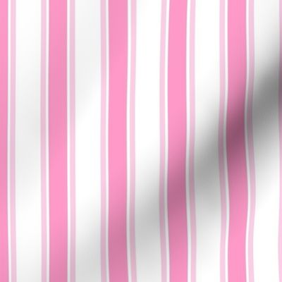 Medium Scale Barbiecore French Ticking Vertical Stripes in Hot and Light Pink