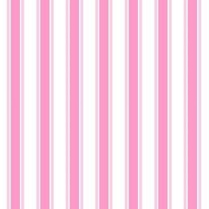 Small Scale Barbiecore French Ticking Vertical Stripes in Hot and Light Pink