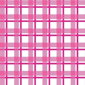 Bigger Scale Barbiecore Plaid Checker Shocking and Hot Pink on White