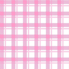 Bigger Scale Barbiecore Plaid Checker Hot and Light Pink on White