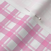 Smaller Scale Barbiecore Plaid Checker Hot and Light Pink on White