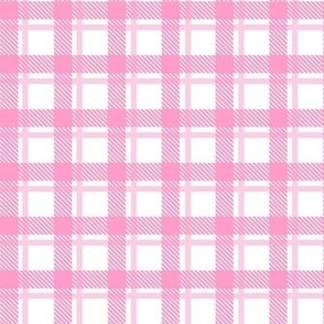 Smaller Scale Barbiecore Plaid Checker Hot and Light Pink on White