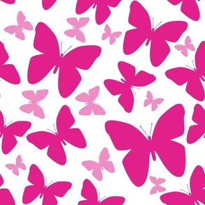 Large Scale Butterfly Silhouettes Barbiecore Shocking and Hot Pink