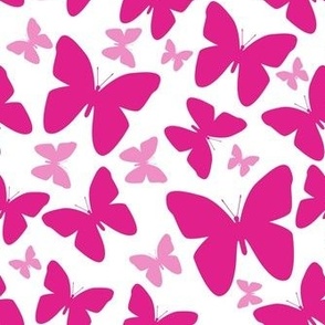 Medium Scale Butterfly Silhouettes Barbiecore Shocking and Hot Pink