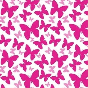 Small Scale Butterfly Silhouettes Barbiecore Shocking and Hot Pink