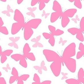 Medium Scale Butterfly Silhouettes Barbiecore Light and Pale Pink