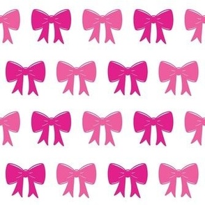Medium Scale Bows Barbiecore Pink on White