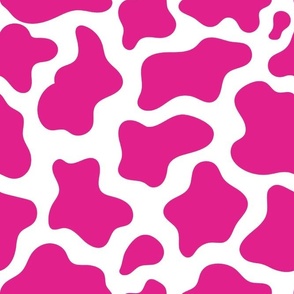 Large Scale Cow Print in Barbiecore Shocking Pink