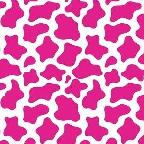 Small Scale Cow Print in Barbiecore Shocking Pink