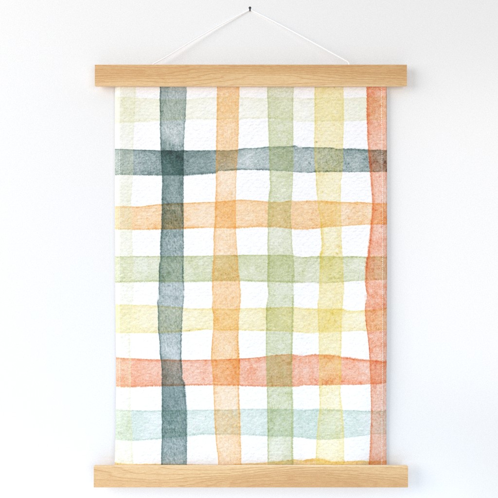 french country gingham - watercolor vintage plaid wallpaper