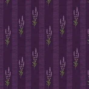 Rustic Lavender Stripes On deep purple with texture - small scale