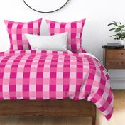 Large Scale Gingham Checker in Barbiecore Pink