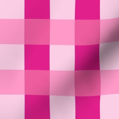 Medium Scale Gingham Checker in Barbiecore Pink