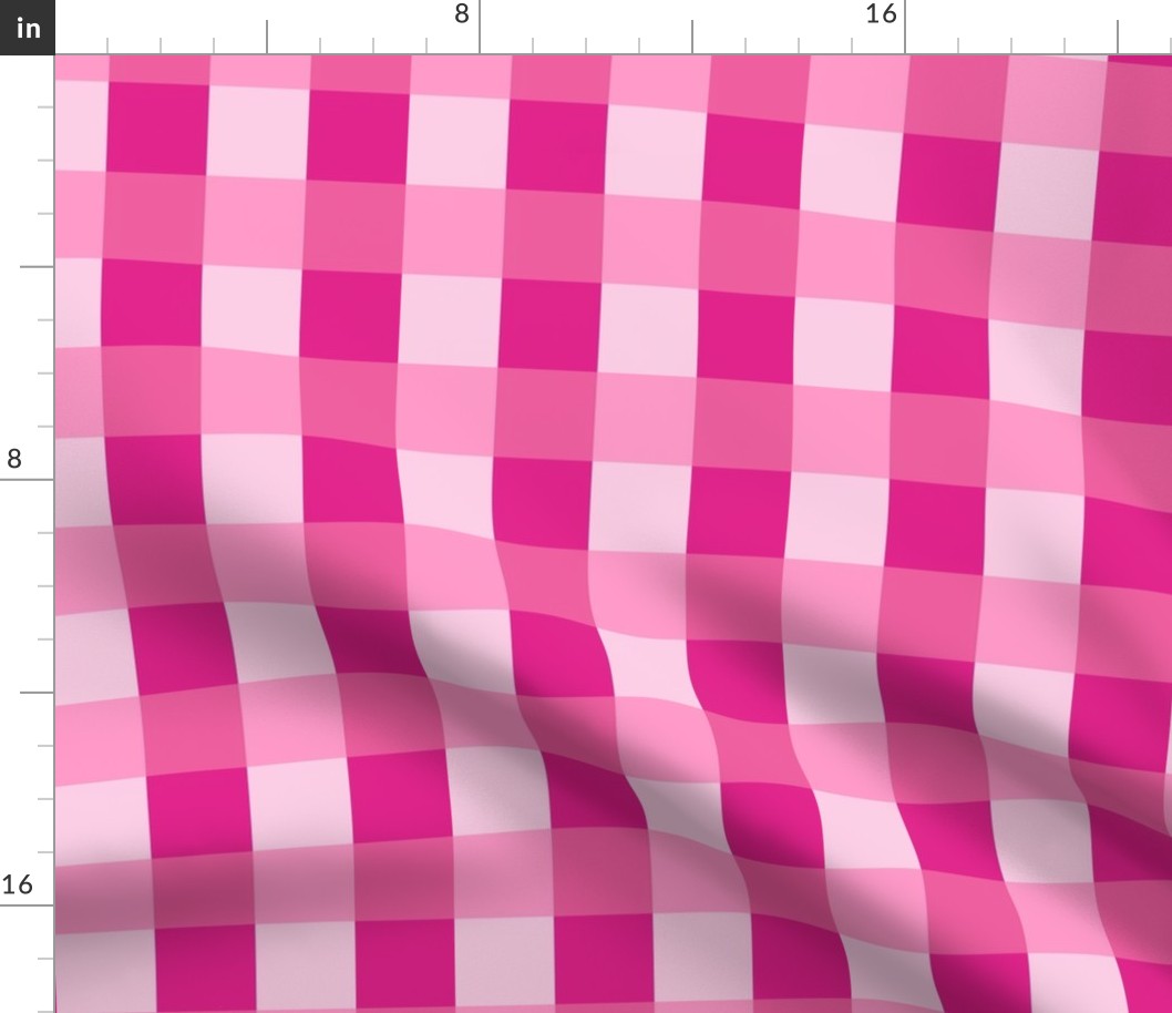 Medium Scale Gingham Checker in Barbiecore Pink