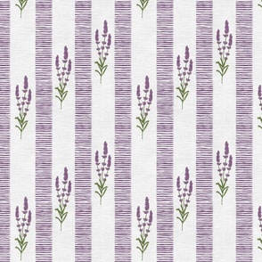Rustic Lavender Stripes On off white with texture - small scale