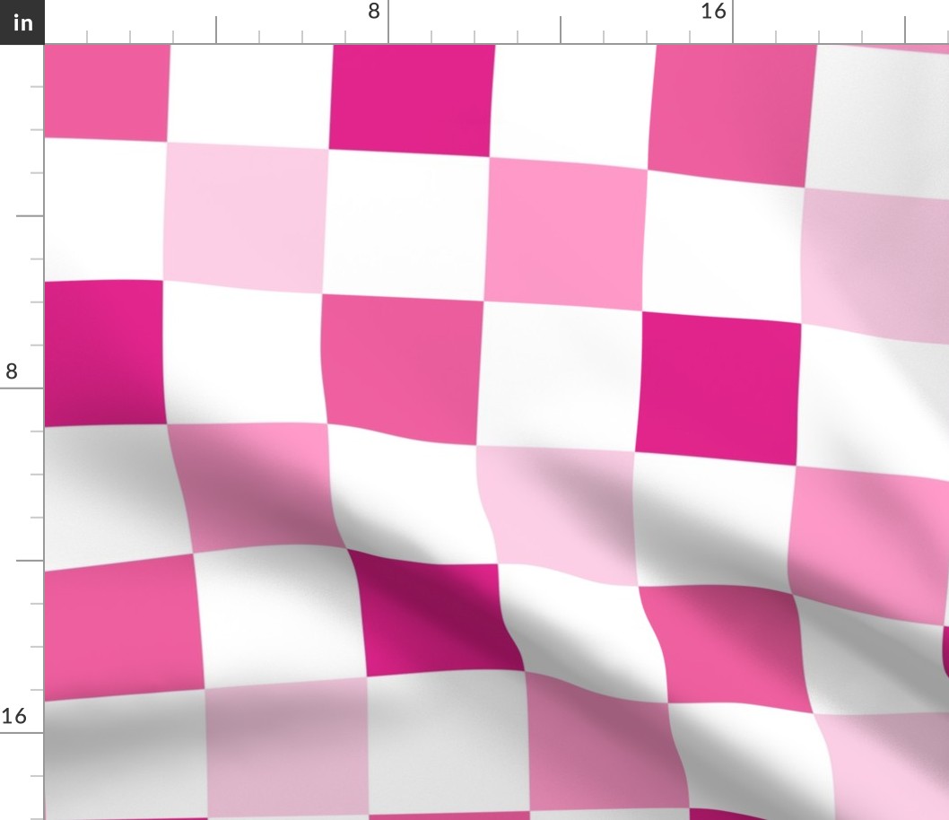 Large Scale Checkerboard in Barbiecore Pink