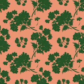 Cecile's bouquet green on coral