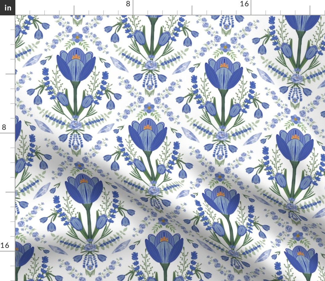 French Country Fleur de Lis in cobalt blue