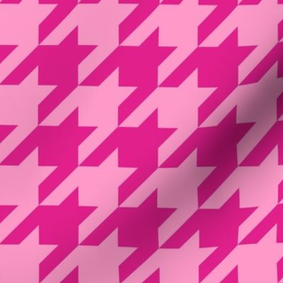 Large Scale Houndstooth in Barbiecore Shocking Pink and Hot Pink