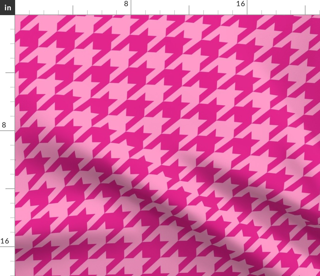 Large Scale Houndstooth in Barbiecore Shocking Pink and Hot Pink