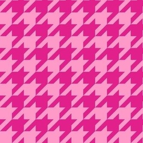 Medium Scale Houndstooth in Barbiecore Shocking Pink and Hot Pink