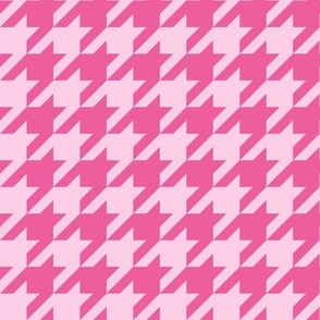 Large Scale Houndstooth in Barbiecore Light and Pale Pink