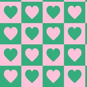 Green Pink Hearts
