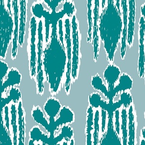 Ikat Silhouette Teal 
