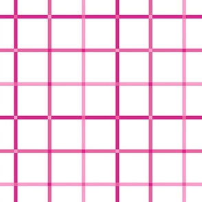 Large Scale Barbiecore Pink Plaid on White