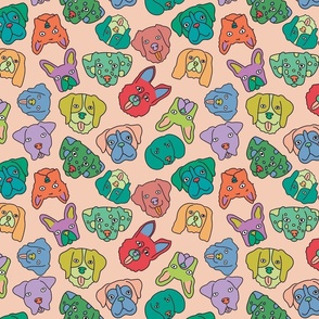 Teal and Peach Dog Pattern