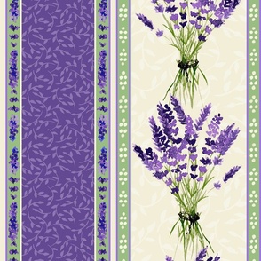 French Provence style Lavender stripe - a summer floral design 