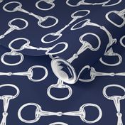 Equestrian Egg Snaffle Bit White on Navy (Small)