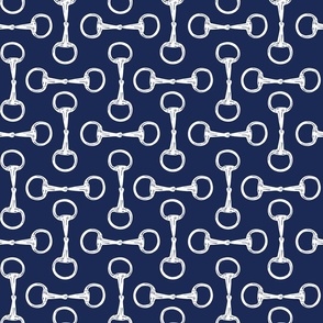 Equestrian Egg Snaffle Bit White on Navy (Small)