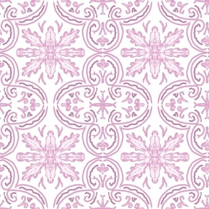 Pink decorative botanical ornament on a white background