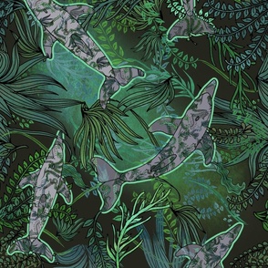 Dolphins Garden Under the Green Sea (large scale) 