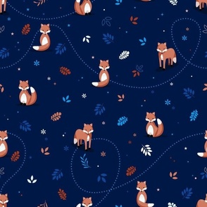 Friendly fox - dark blue WALLPAPER