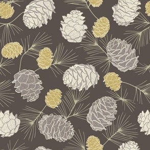 Purple and Yellow Pine Cones •  Large Scale