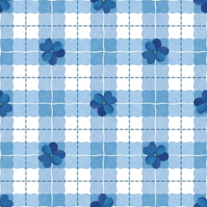 Pansy Plaid (large) French Country Gingham Vichy Check in Blue and White