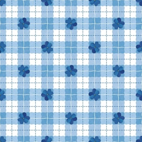 Pansy Plaid (medium) French Country Gingham Vichy Check in Blue and White