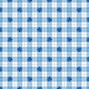 Pansy Plaid (small) French Country Gingham Vichy Check in Blue and White