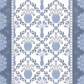 French Farmhouse Floral Stripe (blue)