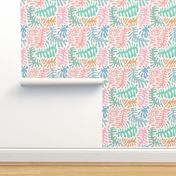 Abstract  groovy corals, seafern branches twigs, nautical marine funky shapes in soft pastel colors