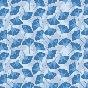 Vibrant blue azure Ginkgo Leaves Modern Botanical non-directional design