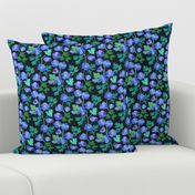 Teal and Purple Floral on Dark Textured Background - medium 